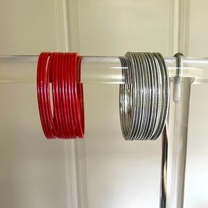 Kids Indian Bangle Set Silver/Orange 2-¼ inches